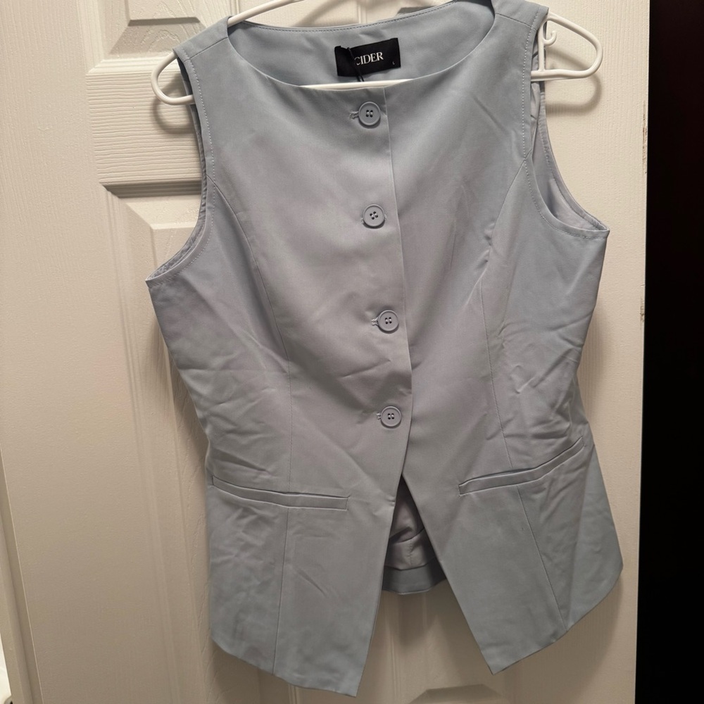 Sky Blue Button-Up Vest
